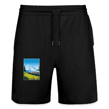 Orient Express Europa Deko Vintage Reiseposter - Stanley/Stella Unisex Bio Joggingshorts Trainer  - Schwarz - Vorne - Nik (191cm) & Marisol (170cm)