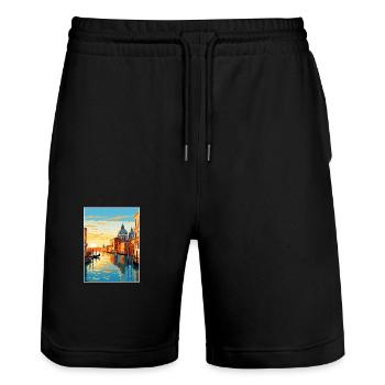 Venise Italie Décoration St Mark S Square Souvenir - Short de jogging bio TRAINER Stanley/Stella unisexe - noir - Devant - Nik (191cm) & Marisol (170cm)