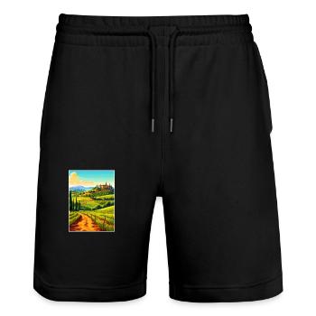 Tuscany Italy Decoration Vintage Travel Poster WPA - Stanley/Stella Trainer Unisex Organic Jogging Shorts - black - Front - Nik (191cm) & Marisol (170cm)