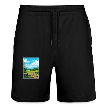 Serra Da Estrela Portugal Affiche de voyage Vintage - Short de jogging bio TRAINER Stanley/Stella unisexe - noir - Devant - Nik (191cm) & Marisol (170cm)