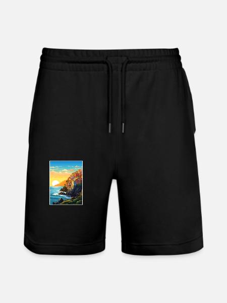 Cinque Terre Italie Décoration Patmos Affiche De Voyage - Short de jogging bio TRAINER Stanley/Stella unisexe - noir