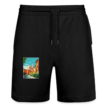 Vérone Italie Décoration Vintage Voyage Affiche WPA - Short de jogging bio TRAINER Stanley/Stella unisexe - noir - Devant - Nik (191cm) & Marisol (170cm)