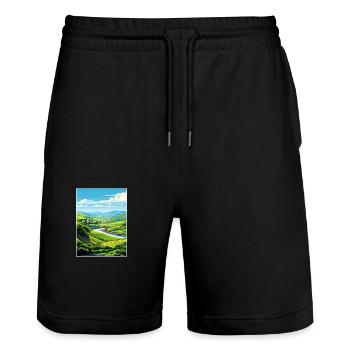 Vallée du Douro Portugal Vintage Travel Poster WPA - Short de jogging bio TRAINER Stanley/Stella unisexe - noir - Devant - Nik (191cm) & Marisol (170cm)