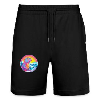 Caméléon aquarelle dessin animé Kawaii animal de compagnie Col - Short de jogging bio TRAINER Stanley/Stella unisexe - noir - Devant - Nik (191cm) & Marisol (170cm)