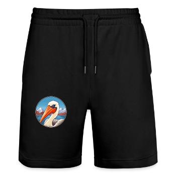 Pélican Aquarelle Dessin Animé Kawaii Animal De Compagnie Animal Couleur - Short de jogging bio TRAINER Stanley/Stella unisexe - noir - Devant - Nik (191cm) & Marisol (170cm)