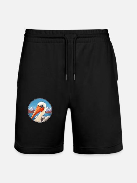 Pelican Akvarel Tegneserie Kawaii Pet Animal Color - Stanley/Stella Trainer økologiske unisex joggingshorts - sort