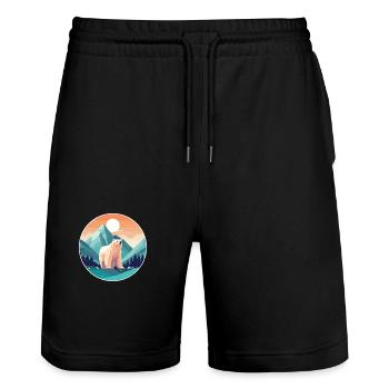 Bär Aquarell Karikatur Kawaii Haustier Tier Bunt - Stanley/Stella Unisex Bio Joggingshorts Trainer  - Schwarz - Vorne - Nik (191cm) & Marisol (170cm)