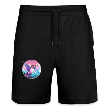 Colibri Aquarelle Dessin Animé Kawaii Animal De Compagnie C - Short de jogging bio TRAINER Stanley/Stella unisexe - noir - Devant - Nik (191cm) & Marisol (170cm)