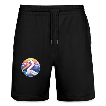 Pelikan Aquarell Karikatur Kawaii Haustier Tier Farbe - Stanley/Stella Unisex Bio Joggingshorts Trainer  - Schwarz - Vorne - Nik (191cm) & Marisol (170cm)