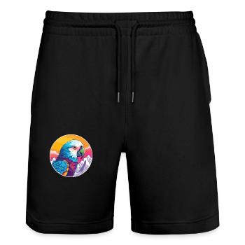 Papagei Aquarell Karikatur Kawaii Haustier Tier Farbe - Stanley/Stella Unisex Bio Joggingshorts Trainer  - Schwarz - Vorne - Nik (191cm) & Marisol (170cm)
