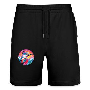 Woodpecker Aquarelle Cartoon Kawaii Pet Animal Co - Short de jogging bio TRAINER Stanley/Stella unisexe - noir - Devant - Nik (191cm) & Marisol (170cm)