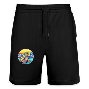 Turtle Watercolor Cartoon Kawaii Pet Animal Colorf - Stanley/Stella Trainer Unisex Organic Jogging Shorts - black - Front - Nik (191cm) & Marisol (170cm)