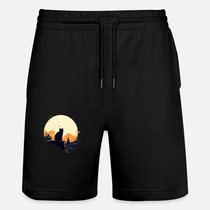 Einsame Katze - Stanley/Stella Unisex Bio Joggingshorts Trainer  - Schwarz
