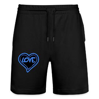 Cœur Love bleu - Short de jogging bio TRAINER Stanley/Stella unisexe - noir - Devant - Nik (191cm) & Marisol (170cm)