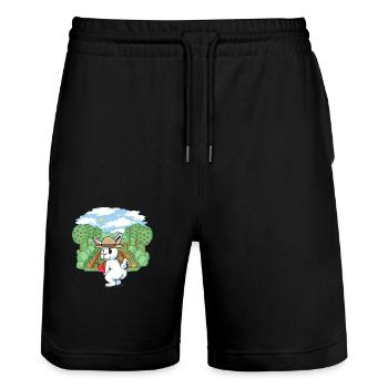 gardener, horticulture, harvest, vegetable, rabbit, rodent, gardener - Stanley/Stella Trainer Unisex Organic Jogging Shorts - black - Front - Nik (191cm) & Marisol (170cm)