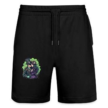 Steampunk Couple - Stanley/Stella Trainer Unisex Organic Jogging Shorts - black - Front - Nik (191cm) & Marisol (170cm)