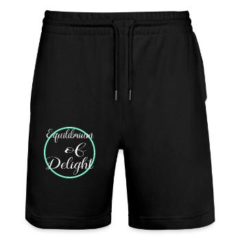 joyfulness joyful living geek joyous moments - Stanley/Stella Trainer Unisex Organic Jogging Shorts - black - Front - Nik (191cm) & Marisol (170cm)
