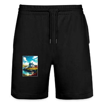 Isle Of Mull Schottland Vintage Reiseposter WPA - Stanley/Stella Unisex Bio Joggingshorts Trainer  - Schwarz - Vorne - Nik (191cm) & Marisol (170cm)