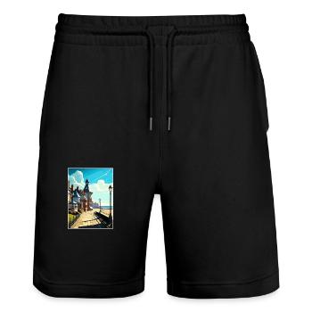 Herne Bay England Kent Vintage Travel Poster WPA - Stanley/Stella Trainer Unisex Organic Jogging Shorts - black - Front - Nik (191cm) & Marisol (170cm)