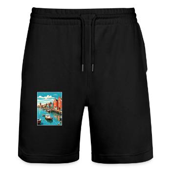 Whitstable England Kent Vintage Travel Poster WPA - Stanley/Stella Trainer Unisex Organic Jogging Shorts - black - Front - Nik (191cm) & Marisol (170cm)