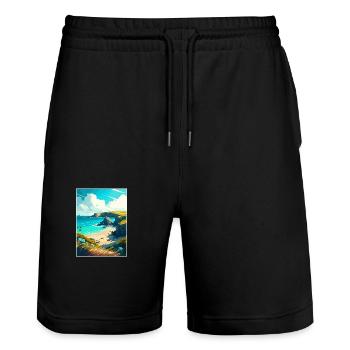 Cornouailles décoration Vintage voyage affiche Souvenir - Short de jogging bio TRAINER Stanley/Stella unisexe - noir - Devant - Nik (191cm) & Marisol (170cm)