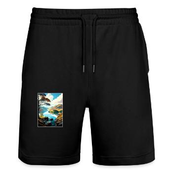 Ullswater Decoration Vintage Travel Poster WPA Art - Stanley/Stella Trainer Unisex Organic Jogging Shorts - black - Front - Nik (191cm) & Marisol (170cm)