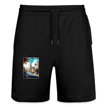Ulverston Decoration Vintage Travel Poster WPA Art - Stanley/Stella Trainer Unisex Organic Jogging Shorts - black - Front - Nik (191cm) & Marisol (170cm)