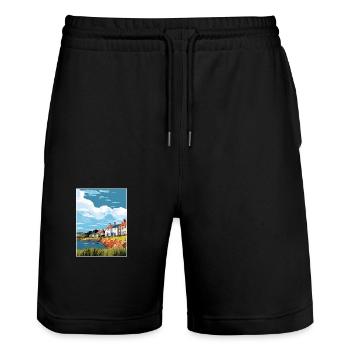 Isle Of Bute Schottland Vintage Reiseposter WPA - Stanley/Stella Unisex Bio Joggingshorts Trainer  - Schwarz - Vorne - Nik (191cm) & Marisol (170cm)
