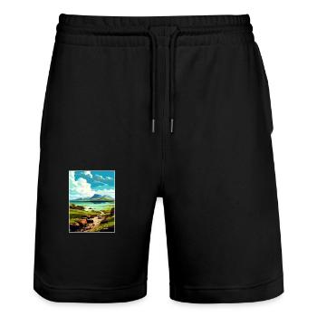 Isle Of Eigg Schottland Vintage Reiseposter WPA - Stanley/Stella Unisex Bio Joggingshorts Trainer  - Schwarz - Vorne - Nik (191cm) & Marisol (170cm)
