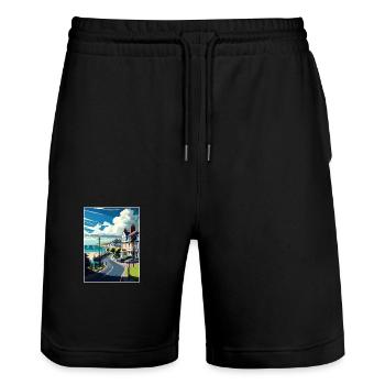 Lyme Regis Angleterre Vintage voyage affiche Souvenir - Short de jogging bio TRAINER Stanley/Stella unisexe - noir - Devant - Nik (191cm) & Marisol (170cm)