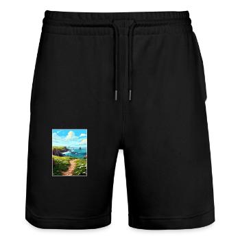 Lands End Cornwall Vintage voyage affiche Souvenir - Short de jogging bio TRAINER Stanley/Stella unisexe - noir - Devant - Nik (191cm) & Marisol (170cm)