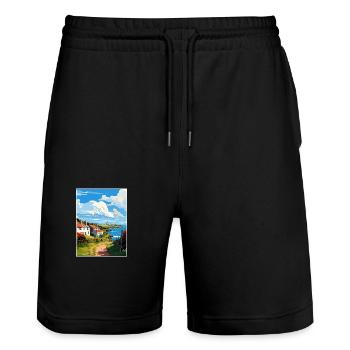 Ruan Minor Cornouailles Vintage voyage affiche Souvenir - Short de jogging bio TRAINER Stanley/Stella unisexe - noir - Devant - Nik (191cm) & Marisol (170cm)