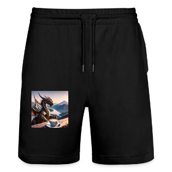 The Coffee Bean - Welsh coffee at it's best - Stanley/Stella Trainer Unisex Organic Jogging Shorts - black - Front - Nik (191cm) & Marisol (170cm)