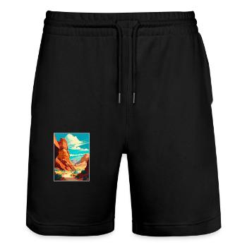 Red Rock Canyon State Park Kalifornien Souvenir - Stanley/Stella Unisex Bio Joggingshorts Trainer  - Schwarz - Vorne - Nik (191cm) & Marisol (170cm)