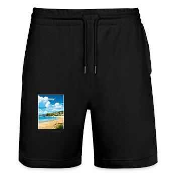 Porth Cornwall Vintage voyage affiche WPA Souvenir - Short de jogging bio TRAINER Stanley/Stella unisexe - noir - Devant - Nik (191cm) & Marisol (170cm)