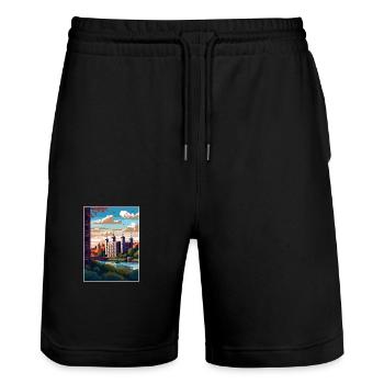 Tour De Londres Vintage Voyage Affiche WPA Souvenir - Short de jogging bio TRAINER Stanley/Stella unisexe - noir - Devant - Nik (191cm) & Marisol (170cm)