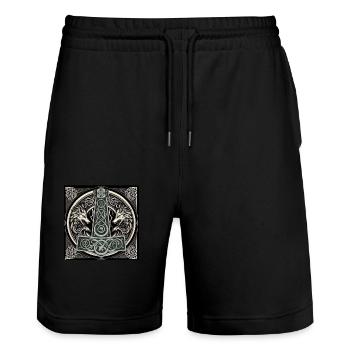 Mjölnir 5 - Stanley/Stella Unisex Bio Joggingshorts Trainer  - Schwarz - Vorne - Nik (191cm) & Marisol (170cm)