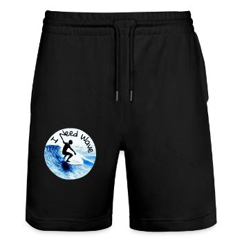 I need a wave - surfer on a board - Stanley/Stella Trainer Unisex Organic Jogging Shorts - black - Front - Nik (191cm) & Marisol (170cm)