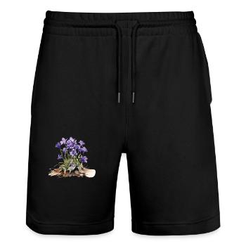 Bouquet de violette - Short de jogging bio TRAINER Stanley/Stella unisexe - noir - Devant - Nik (191cm) & Marisol (170cm)