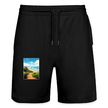 Fort Funston Kalifornien Vintage Reiseposter WPA - Stanley/Stella Unisex Bio Joggingshorts Trainer  - Schwarz - Vorne - Nik (191cm) & Marisol (170cm)