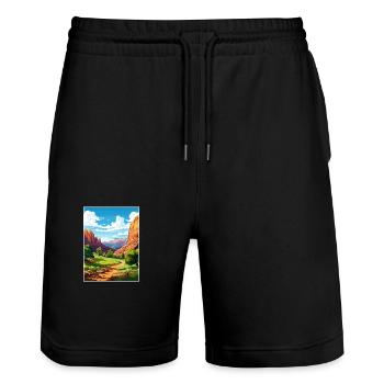 Zion National Park Utah Vintage Travel Poster WPA - Stanley/Stella Trainer Unisex Organic Jogging Shorts - black - Front - Nik (191cm) & Marisol (170cm)