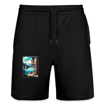 Big Bear Lake California Vintage Travel Poster WPA - Stanley/Stella Trainer Unisex Organic Jogging Shorts - black - Front - Nik (191cm) & Marisol (170cm)