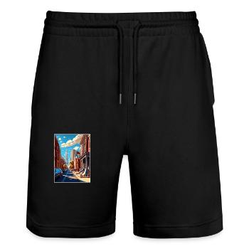 Philadelphia Pennsylvania Vintage Travel Poster - Stanley/Stella Trainer Unisex Organic Jogging Shorts - black - Front - Nik (191cm) & Marisol (170cm)