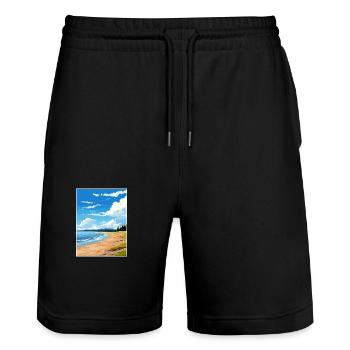 Anchor Point Beach Alaska Affiche de voyage Vintage - Short de jogging bio TRAINER Stanley/Stella unisexe - noir - Devant - Nik (191cm) & Marisol (170cm)