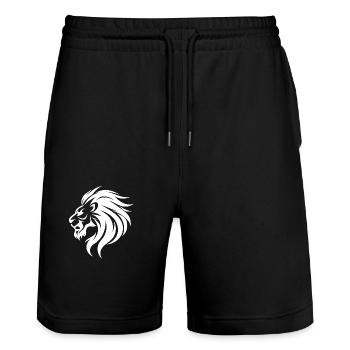 Angry Lion Head Tattoo Style Blowing Mane - Stanley/Stella Trainer Unisex Organic Jogging Shorts - black - Front - Nik (191cm) & Marisol (170cm)