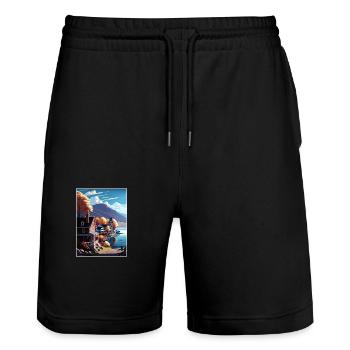 Cold Springs État de New York Vintage affiche de voyage - Short de jogging bio TRAINER Stanley/Stella unisexe - noir - Devant - Nik (191cm) & Marisol (170cm)
