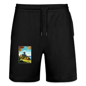 Affiche de voyage Fairmont Le Château Frontenac - Short de jogging bio TRAINER Stanley/Stella unisexe - noir - Devant - Nik (191cm) & Marisol (170cm)
