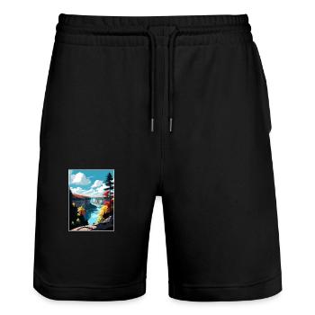 Letchworth State Park New York Reiseposter - Stanley/Stella Unisex Bio Joggingshorts Trainer  - Schwarz - Vorne - Nik (191cm) & Marisol (170cm)