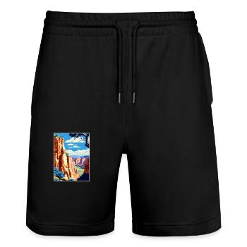 Colorado National Monument Vintage Reiseposter - Stanley/Stella Unisex Bio Joggingshorts Trainer  - Schwarz - Vorne - Nik (191cm) & Marisol (170cm)