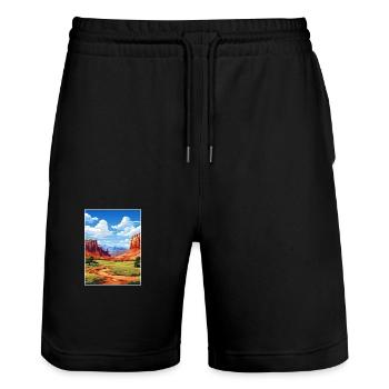 Capitol Reef National Park Vintage Reiseposter - Stanley/Stella Unisex Bio Joggingshorts Trainer  - Schwarz - Vorne - Nik (191cm) & Marisol (170cm)